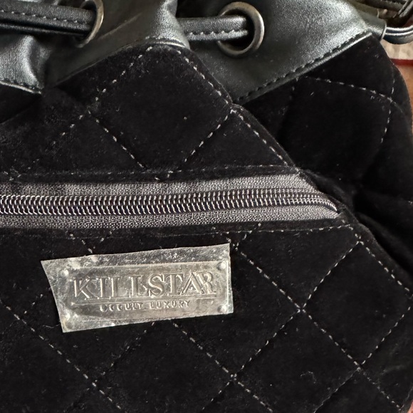 New Killstar Black Ghost Club Quilted Velvet Bag - Picture 3 of 11
